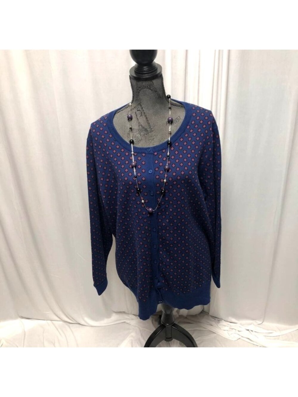Jessica London Cardigan Womens Size 22 - 24 Blue Purple Button Up Sweater